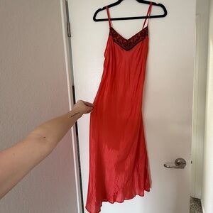 Red Midi Slip Dress